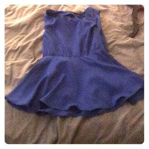 Blue silk top open back